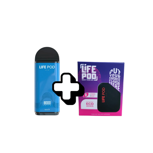 Cartucho Life Pod - 8.000 Puffs (sabor a eleccion) - 1 unidad+ Bateria DE REGALO